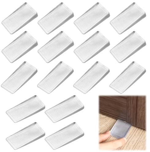 16 Pièces Cales en Plastique Transparent, Tailles de Cale Transparentes et Antidérapantes, Cales en Caoutchouc Transparent pour Niveau per Portes, étagères, Fenêtres, Placards, Tables et Chaises