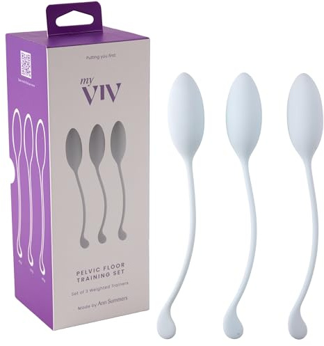 My Viv Pelvic Floor Trainers – 3-Piece Weighted Kegel Exerciser Set (40g, 60g, 80g) – Pelvic Floor Muscle Trainer for Women in Soft, Body-Safe Silicone – Discreet, Comfortable & Easy to Use
