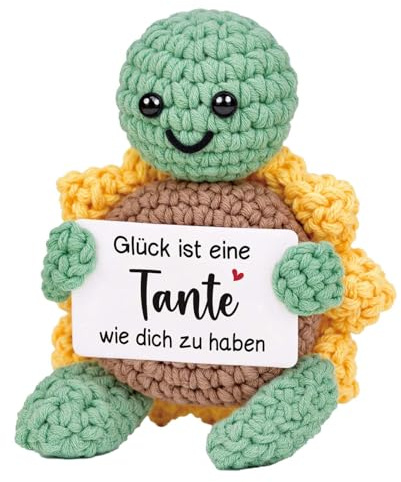 CheriGift Tante Geschenk, Handgemachte Sonnenblumenschildkröte Pocket Hug, Geschenk für Tante Geburtstag Muttertag Weihnachten, Du Wirst Tante 2.8x2x3.9 inches
