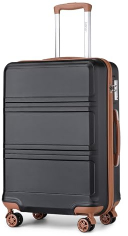 KONO Großer Koffer Leicht Hartschalenkoffer Trolley Reisekoffer mit 4 Rollen und TSA Schloss, 85x56x34cm, 140Liter, Zwillingsrollen Rollkoffer, ABS+PC Hartschale (Schwarz/Braun, XXL)