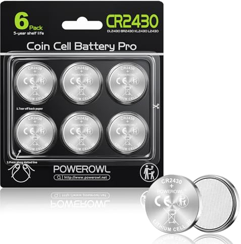 POWEROWL - 6 Pcs CR2430 3V Lithium Battery - Baby Secure Packaging | For Use in Key Fobs, Small Remotes, and Fitness Watches