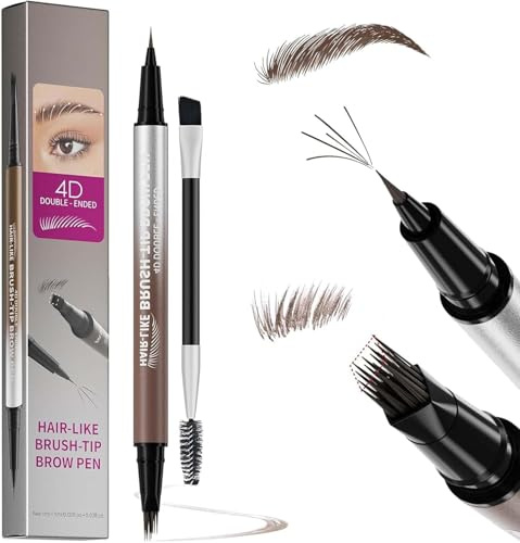 GEVECORI 2-in-1 Augenbrauenstift Microblading 4D (Braun) | 4D Eyebrow Pencil, Wasserfest & Wischfest, Inkl. Augenbrauenbürste.