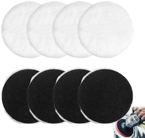 8 Stück Polierpads 125mm,Lammwolle Polierscheiben,Polierhauben,Polierpad,Polierteller mit Klett,Polierfilz für Exzenterschleifer,für Auto,Autoscheinwerfer,Korkböden usw,Leicht Austauschbar