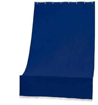 Tenda Da Sole per Esterno con Anelli e Ganci,Tende da Sole per Balconi Terrazzo con Frange, Resistente e Lavabile, Tinta unita (Blu, 140X250 cm)