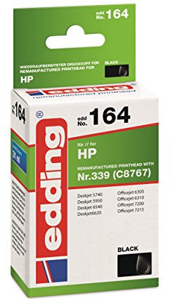 edding Druckerpatrone EDD-164 - Einzelpatrone - Schwarz - 31 ml - Reichweite 1070 Seiten - Ersetzt HP 339 (C8767EE)
