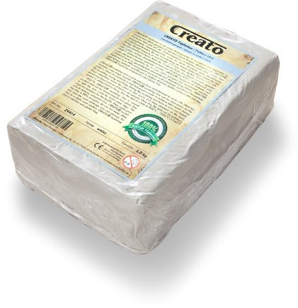 Creato Z9414 - Töpferton unschamottiert, 5 kg in weiss, geschmeidig und leicht zu verarbeiten, ohne Schamottanteil, lufthärtend und brennbar, für Töpferscheibe geeignet, 22 x 15 x 7 cm