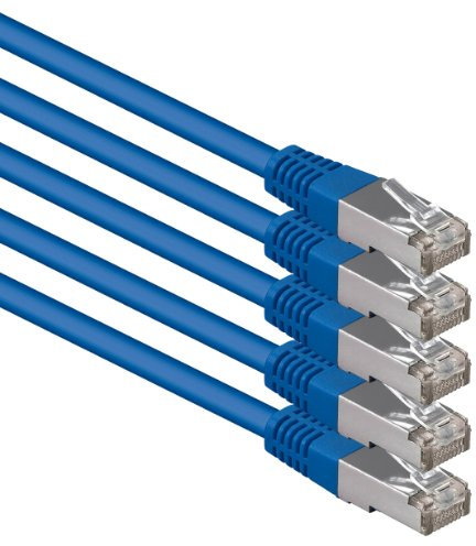 1aTTack.de 3,0 m blau - 5 Stück Cat.6 Patchkabel Netzwerkkabel CAT6 S-FTP Gigabit Lan PIMF CAT 6 Kupfer CU Halogenfrei Internet DSL Spielkonsole Smart TV