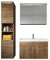 Badezimmer Badmöbel Set Paso LED 80cm Waschbecken Braun Eiche - Unterschrank Hochschrank Waschbecken Spiegelschrank