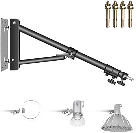 NEEWER Wandmontage Boom Arm mit Dreieck Basis für Fotografie Studio Video Stroboskop Licht Monolight Softbox Schirm Reflektor, 180 Grad Rotation, Max Länge 51,2 Zoll/130cm (Schwarz)