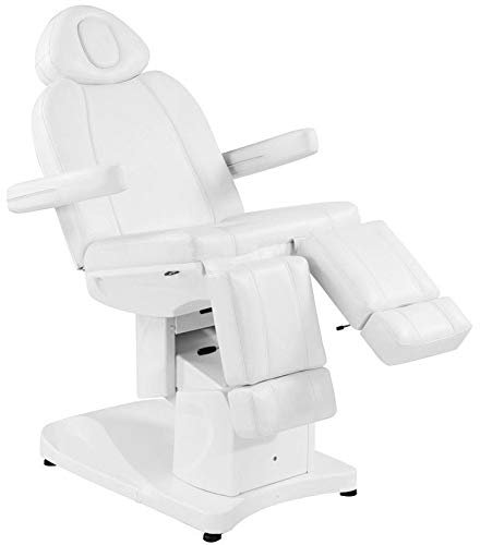 Activeshop Kosmetikliege Massageliegen Kosmetikstuhl Therapieliegen Behandlungsliege Cosmetic Chair 708a Pedi 3 Motoren Weiss bis 200 kg belastbar Premium-PU-Leder