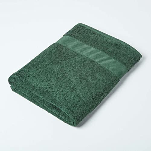 HOMESCAPES Dark Green Turkish Cotton Jumbo Towel Super Soft Thick & Absorbent 500 GSM Towel Heavy Weight for everyday Luxury