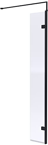 Hudson Reed WRSBP30 Modern Bathroom Black Profile Wall Fixed Wetroom Hinged Return Screen, 300mm, Black