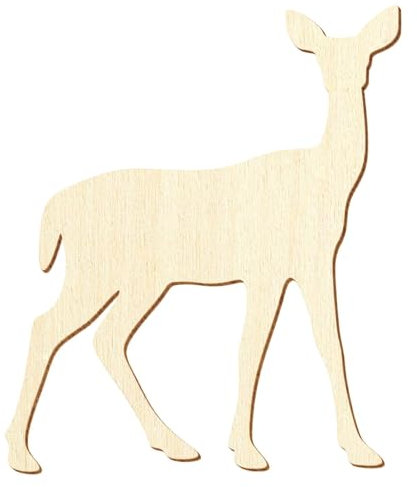 Holz Reh - Deko Basteln 3-50cm, Größe:4cm, Pack mit:10 Stück