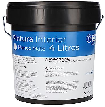 EDM 25400 Pintura Plastica Mate Interior, 4 l, Blanco