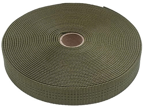 GM CLIMBING 1 inch Nylon Tubular Webbing Tape CE UIAA Certified 4000lb Heavy Duty for Climbing Rescue Rope Works Survival Outdoor General Purposes 1 x 30Ft / 10 Yards Olive