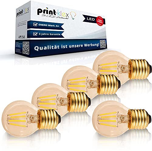 Print-Klex GmbH & Co.KG 5x LED Leuchtmittel Filament Vintage in Birnenform klein G45 E27 4W 2200K Warmweiß Lampe Nostalgie Retro Beleuchtung