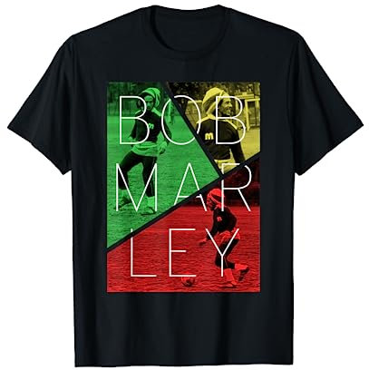 Bob Marley Official Rasta Split Football T-Shirt