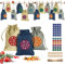 Adventskalender zum Befüllen, 24 Weihnachtskalender Stoffsäckchen zum Selberfüllen, mit Zahlen Aufkleber Mini Holzklammern und Hanfseile, Jutesäckchen zum selber befüllbar und Aufhängen Bastelset