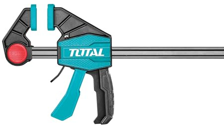 TOTAL - Sargento Automático de Apriete | 150 x 63mm | Fuerza Máxima de Apriete 60kg | Palanca de Liberación Automática | Para Trabajos de Carpintería | Para Sujetar Piezas | Plástico Negro y Azul