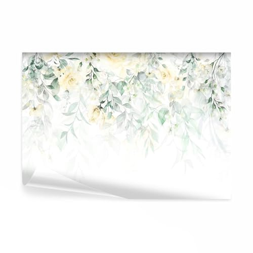decomonkey Fototapete Blumen Rose, 350x256 cm, XL, Pflanzen Natur, Vlies | Schlafzimmer, Wohnzimmer, Tapete, Fototapeten, Tapeten, Vliestapete, Wandtapete, moderne, Wandbild, Wand