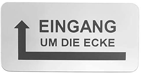Eingang um die Ecke Schild mit Pfeil Links/Rechts – Selbstklebendes Hinweisschild Silber – Türschild Wegweiser für Eingang & Kundenführung – Verschiedene Größen (100x50mm Eingang Links)