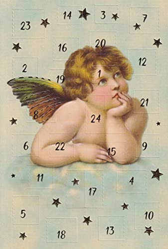 Adventskalenderkarten Engel 4 Stück Nostalgie