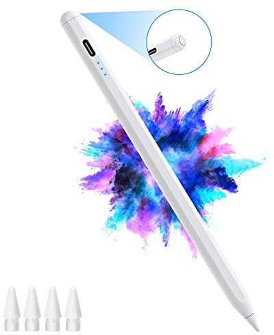 Stylus Stift für iPad Pencil mit Palm Rejection und Kippfunktion Kompatibel mit iPad Air 5./4./3. Gen iPad Mini 6./5. Gen, iPad 10./9./8./7./6. Gen iPad Pro 11/12.9 6/5/4/3 mit Physischer Knopf-weiß