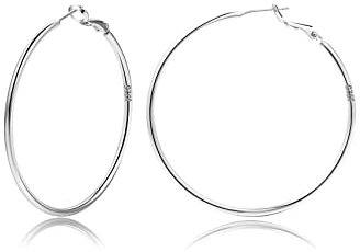 Creolen aus Sterling Silber,Gold Silber große Creolens für Damen 14 Karat echt Vergoldet Große Dünne Hypoallergen Kreis Endlose Creolen, 20/30/40/50/60/70 mm für Mädchen