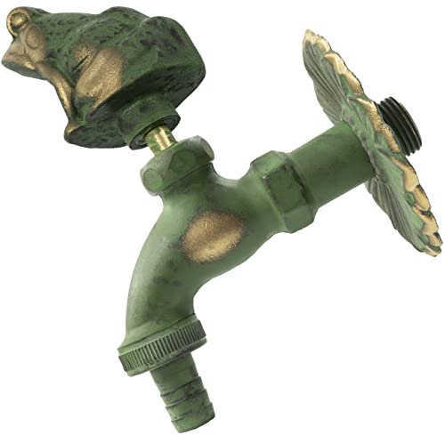 AERZETIX - C62115 - Cannelle murale robinet d'évier 1/2'' Grenouillе à manette antique rétro décorative - fontaine ornement salle de bain vintage robinetterie jardin - en laiton vieilli vert