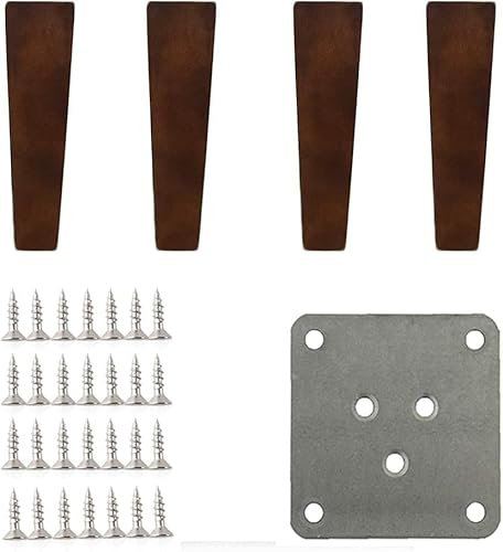 MIFANI Holzmöbelbeine Füße DIY Möbel Ersatzbeine4er Pack Eiche Tischbeine Ersatzfüße for Hocker TV Schreibtisch mit Schrauben Beine aus dunklem Holz