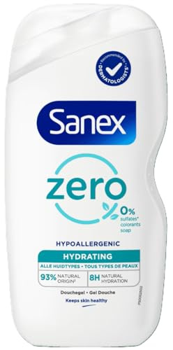Sanex Lot de 6 flacons de gel douche purifiant Zero% avec ingrédients essentiels Pour tous les types de peau 400 ml