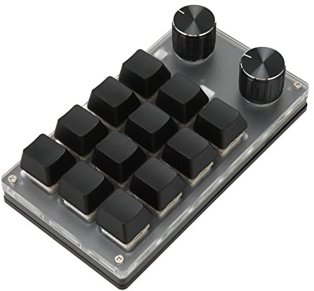 GOWENIC Mini clavier, USB filaire Bluetooth double mode clavier de jeu avec bouton, clavier mécanique OSU programmable DIY interrupteur rouge pour Windows, Vista, Linux, OS X (12 touches)