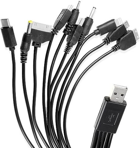 10 in 1 Universal Multifunctional Charging Cable for Many Adapters Compatible with for iPodApple Samsung LG and Sony Ericsson Nokia PSP Charger, USB Charging Cable Fit Cell Mobile Phone
