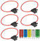 GTIWUNG 5 Piezas Portafusibles, Soporte de Fusible En Linea Hoja Portafusibles, 12AWG Portafusibles en Línea con Una Gorra con 25 Piezas 10A/15A/20A/25A/30A Portafusibles de Cuchillas