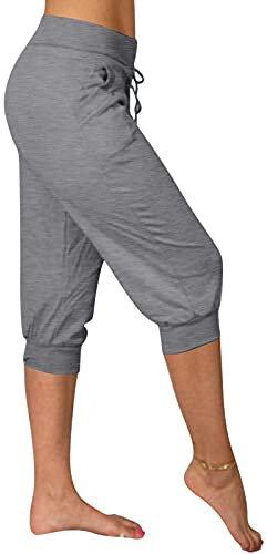 3/4 Hose Damen Sommer Caprihose Stretch Dreiviertel Hosen, Sporthose Damen 3/4 Kurze Hose, Sommerhosen Damen Leicht 3/4 Haremshose Große Größen Yogahose Jogginghose Sporthose