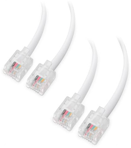 Cable Matters Confezione da 2 cavo telefonico ADSL da 3 m (cavo da RJ11 a RJ11) per telefono, Internet DSL, ADSL, modem, in bianco - 3 m