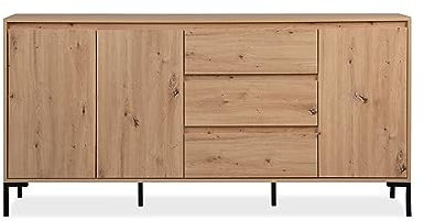 AVANTI TRENDSTORE Capralba Kommode aus laminiertem Holz in der Farbe Artisan Eiche mit 3 Türen und 3 Schubladen. Weitere Varianten erhältlich. Maße LAP 170 x 87 x 40 cm