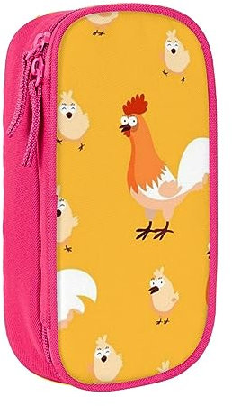 AABSTBFM Huhn K¨¹ken Federm?ppchen Gro?e Kapazit?t Fach Bleistift Stift Tasche Tasche mit Rei?verschluss ? Geschenk f¨¹r Schule, B¨¹ro und Reisen, Schwarz, rose, Einheitsgr??e, Schulranzen