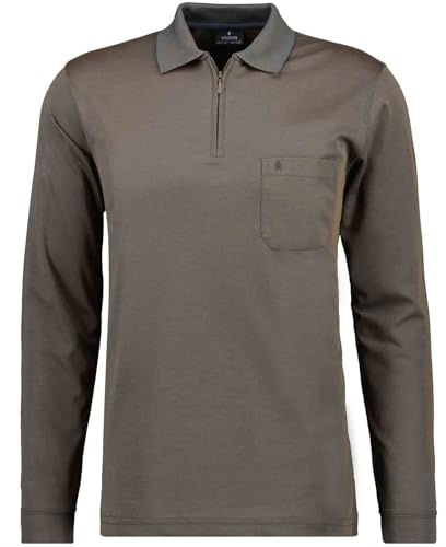 RAGMAN Herren Softknit-Poloshirt mit Reissverschluss, Langarm