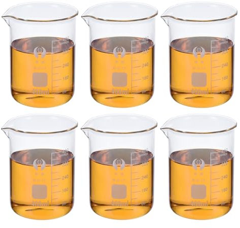 PATIKIL 500ml Low Form Glass Beaker, 6 Pack 3.3 Borosilicate Glass Graduated Printed Scale Measuring Cups with Spout for Kitchen Lab Liquids