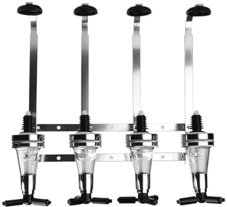 EpheyFIF 1 Set Bar Butler zur Wandmontage für 4 Flaschen Flaschenhalter Getränkespender Wandspender Bar Accessoire Getränkeportionierer mit Zapfsäule, Cocktailbar, Schnapsspender (Silber)