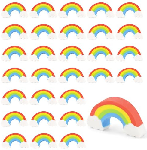 TNSLAND 36 Stück Regenbogen Radiergummis Bunte Radierer Kawaii Radiergummis für Kinder Kindergeburtstag Mitgebsel für Mädchen Jungen Schulanfang Geschenk für 1 Klasse Grundschule