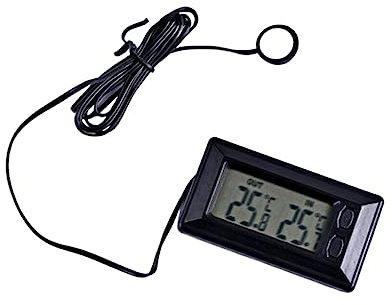 lerwliop Voiture Auto intérieur extérieur thermomètre LCD écran Portable détachable remplacement alimenté par batterie 1.5M câble jauge mètre partie