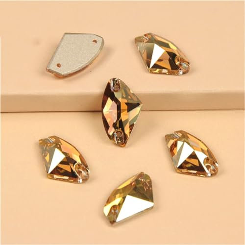 Galactic AAAAA genähte Steine, flache Rückseite, Strasssteine, zum Aufnähen, Kristalle, Handwerk, Edelsteine, Glas-Strasssteine für Kleidung, metallisch, Sonnenschein, 9 x 14 mm, 96 Stück