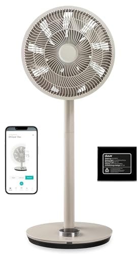 Duux Whisper Flex Grège - Ventilateur silencieux sur pied - Ventilateur sur pied avec télécommande - Minuterie incluse 26 vitesses - Ventilateur AVEC batterie - Ideal pour chambre ou maison