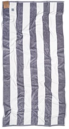 MOMOMUS Velour-Baumwolle Strand- und Badetuch - Cabana-Streifen, Ultraabsorbierend - Großes Strandtuch, Grau, 90x180cm