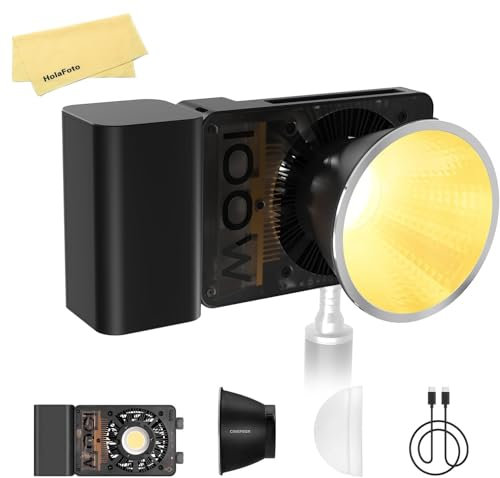 ZHIYUN CINEPEER CX100 Videolicht 100W mit 4500mAh Akku, COB Videoleuchte Bi-Color mit 3840 Lux und 2700-6500K, CRI 96+, 710g Tragbar Video/Foto/Kamera/Streaming Licht
