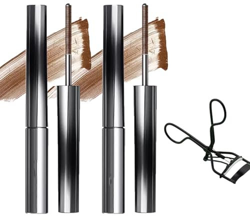 Bristleless Metal Rod Mascara,Olivia Blaire Iron Wand Mascara,Lashtitan Iron Wand Mascara,Waterproof, Long-Lasting And Smudge-Free (2 Pcs Brown)
