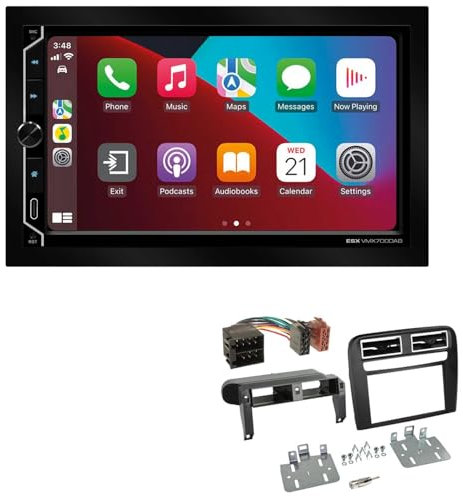 ESX VMX700DAB 2-DIN Autoradio kompatibel mit Wireless Apple CarPlay Android Auto Bluetooth DAB+ passend für FIAT Grande Punto 2005-2010 schwarz