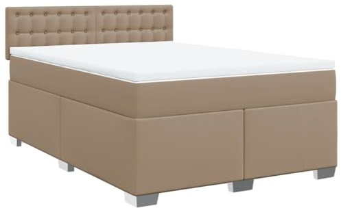 vidaXL Boxspringbett Matratze Cappuccino-Braun 160x200 cm Kunstleder